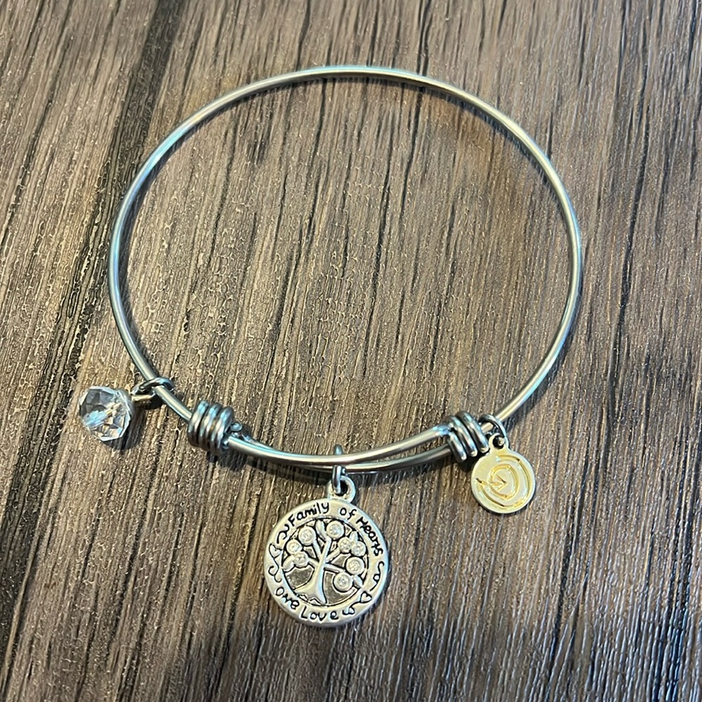 Silver Family Tree Dangle Bracelet